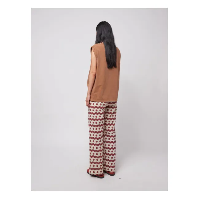 Pantalones geométricos Velo de algodón orgánico - Colección Mujer | Marrón