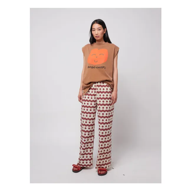 Pantalones geométricos Velo de algodón orgánico - Colección Mujer | Marrón