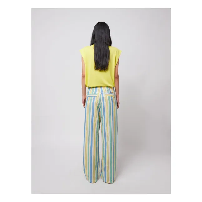 Pantalon Rayures Coton Bio et Recyclé - Collection Femme | Bleu