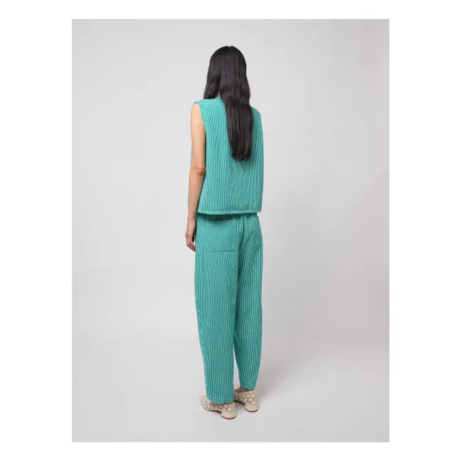 Top de rayas de algodón reciclado Lucky Fish - Colección Mujer | Verde