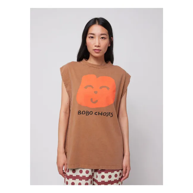 Débardeur Joyful Face Coton Bio - Collection Femme | Marron