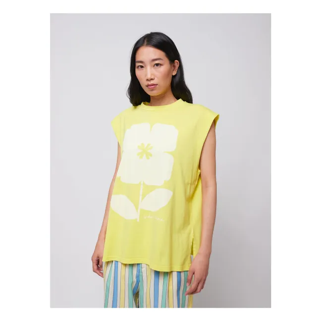 Flower organic cotton tank top - Women's collection | Yellow