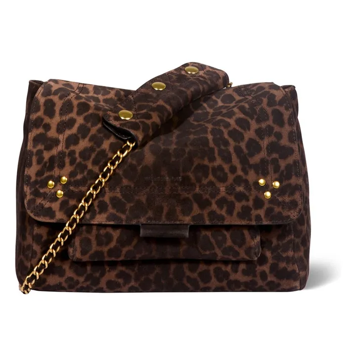 Sac Lulu M Croûte Velours Léopard | Marron- Image produit n°3