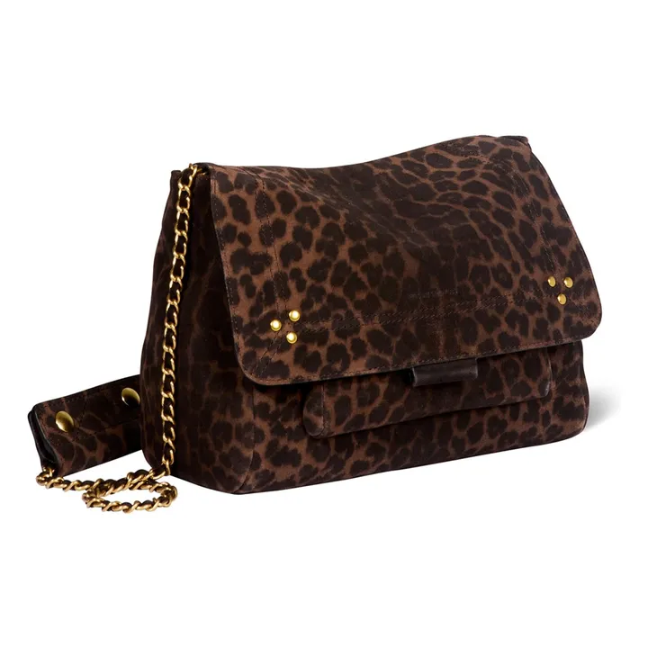 Sac Lulu M Croûte Velours Léopard | Marron- Image produit n°4