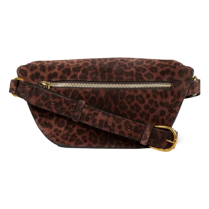 Sac Banane Lino Croûte Velours Léopard | Marron- Image produit n°4