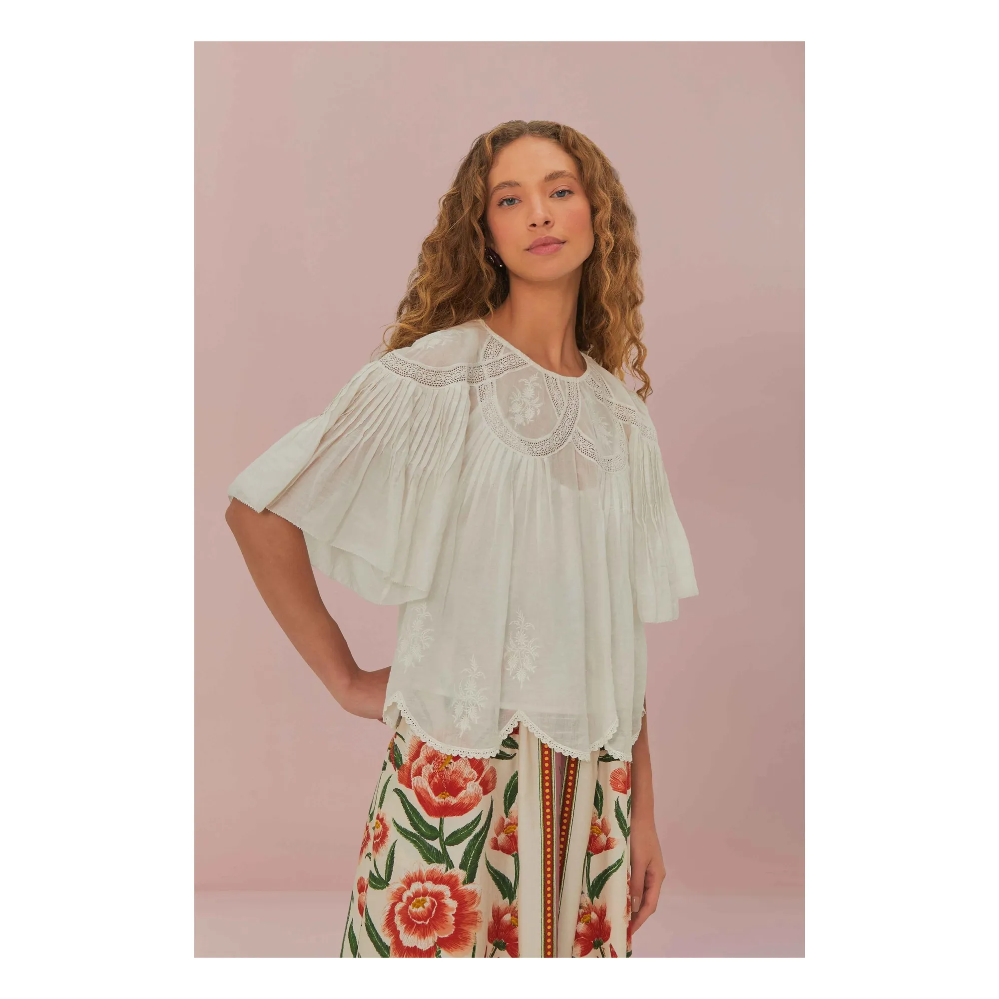 Blouse Brodée | Blanc cassé- Image produit n°0