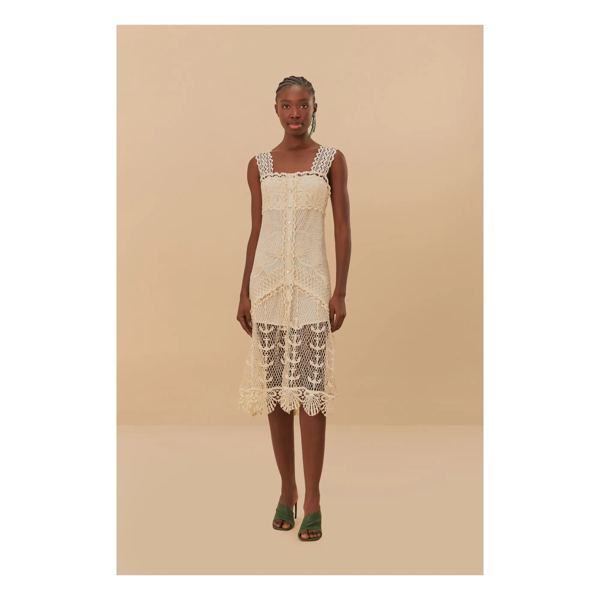 Farm Rio Off White Nautical Guipure Dress