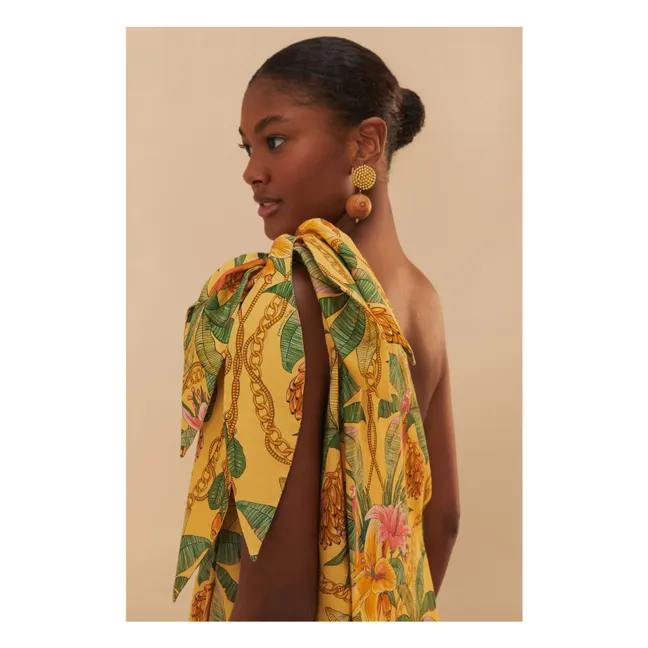 Vestido de lino Tropical Paradise | Amarillo