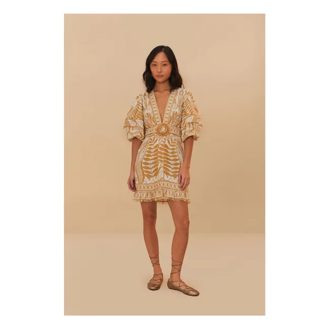 Vestido de encaje y lino Nature | Beige