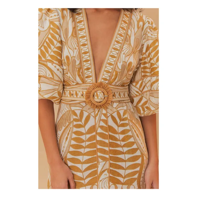 Vestido de encaje y lino Nature | Beige