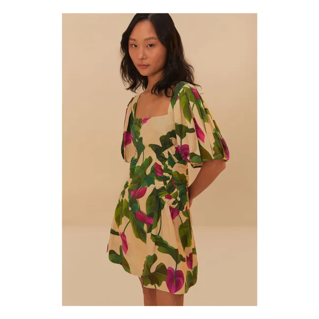 Vestido de lino Anthurium Leaves | Verde