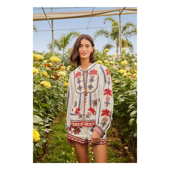 Blusa bordada Marys Tiles | Blanco Roto