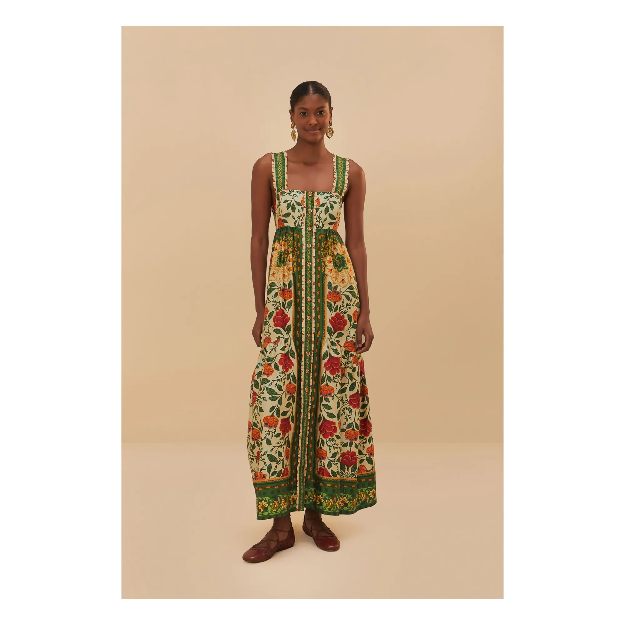 Farm Rio Green Dress Garden Tapestry