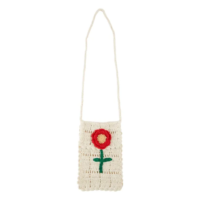 Borsa a tracolla a fiori all'uncinetto | Ecru