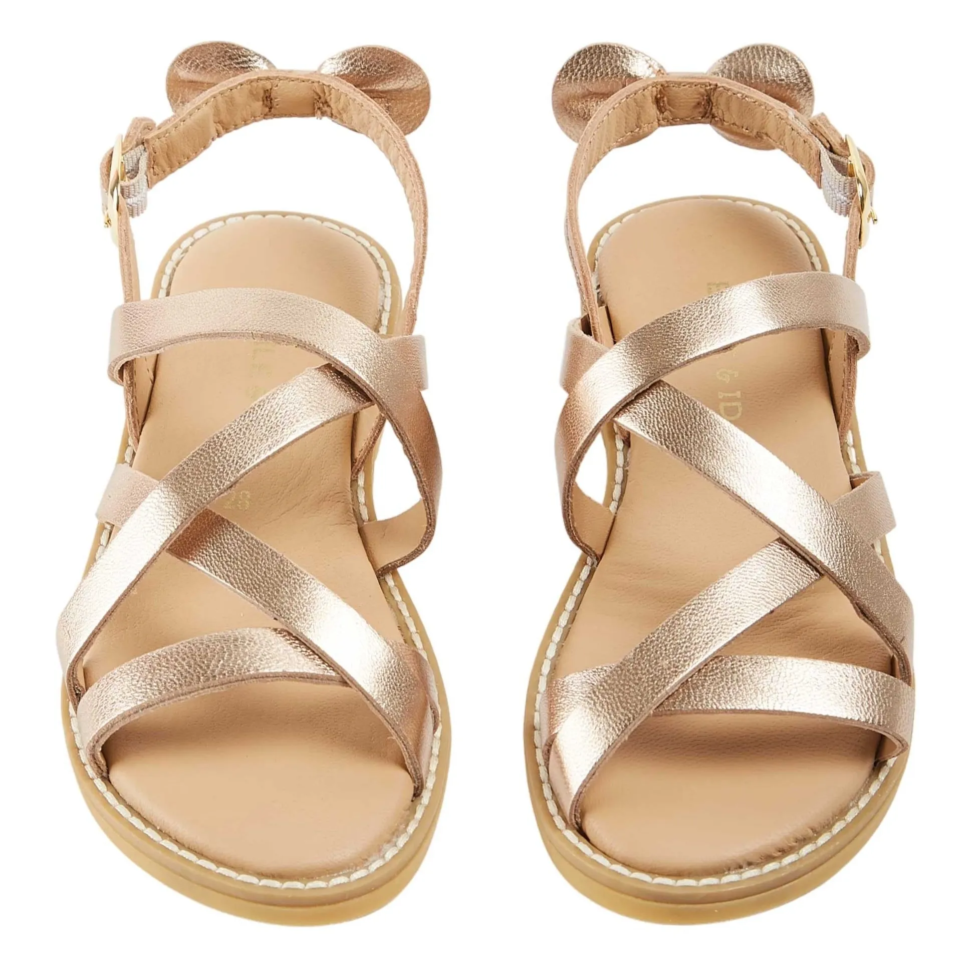 Sandales Croisillons Cuir | Doré- Image produit n°0