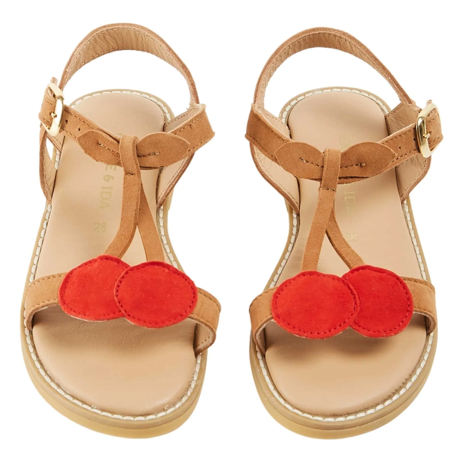 Emile Et Ida Red Cerises Leather Sandals