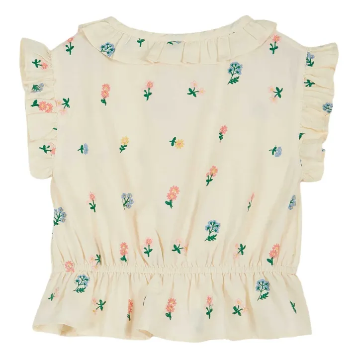 Top Brodée Fleurs | Jaune pâle- Image produit n°1