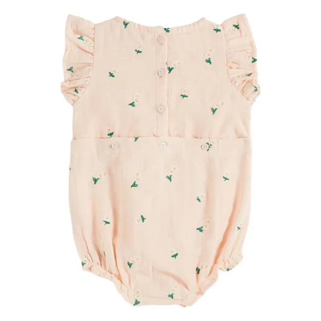 Flower embroidered romper | Pale Pink