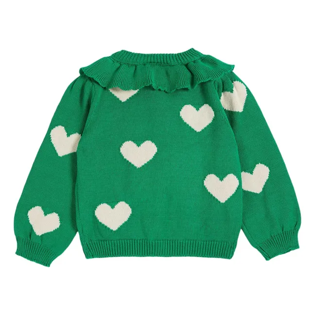 Cardigan Cœur Coton Bio | Vert