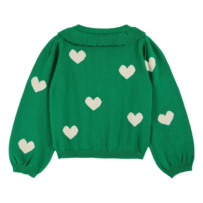 Cardigan Cœur Coton Bio | Vert
