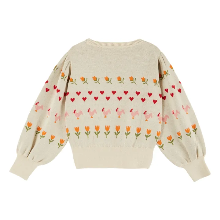 Organic Cotton Flower Sweater | Ecru- Product image n°3