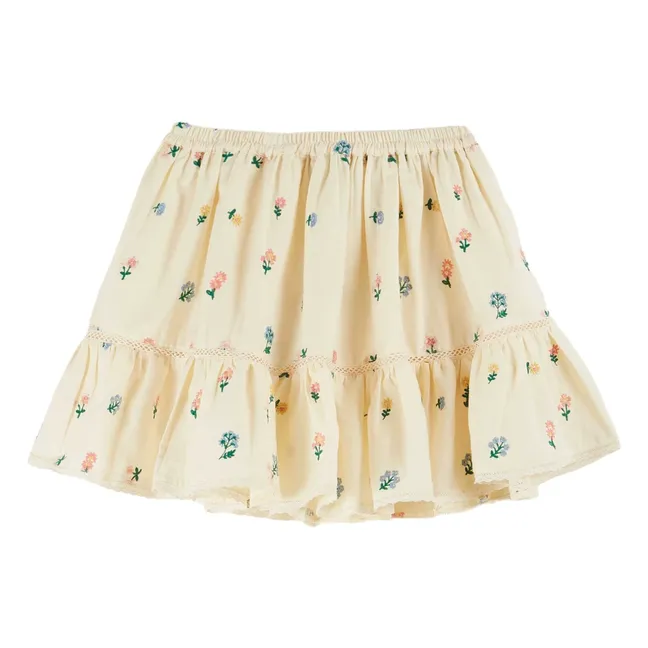 Gonna a fiori ricamata | Giallo chiaro