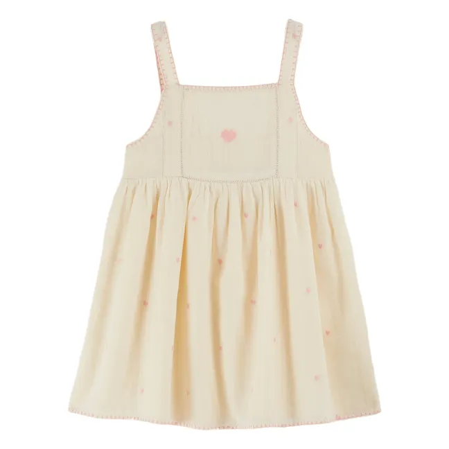 Besticktes Herz Kleid | Seidenfarben
