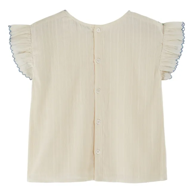 Blouse Smocke Brodée Main | Ecru