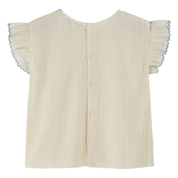 Smocke Hand Embroidered Blouse | Ecru- Product image n°1