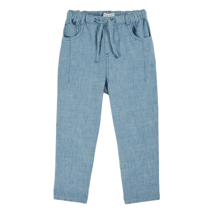 Pantalon Chambray | Bleu- Image produit n°0