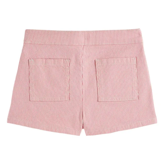 Pantalones cortos de rayas con flores | Rosa