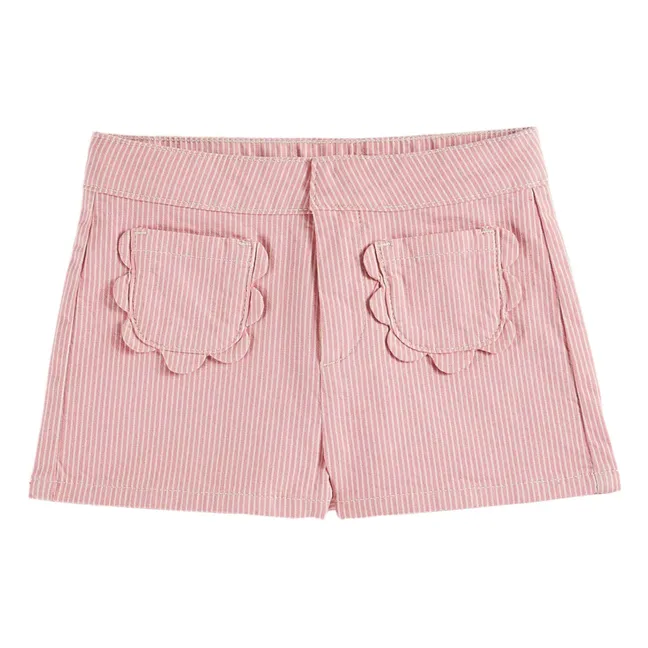 Pantalones cortos de rayas con flores | Rosa