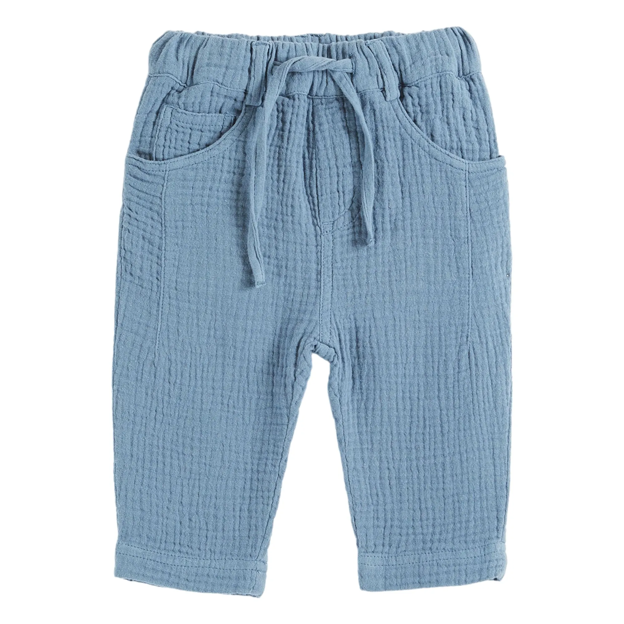 Emile Et Ida Grey Blue Cotton Gauze Pants