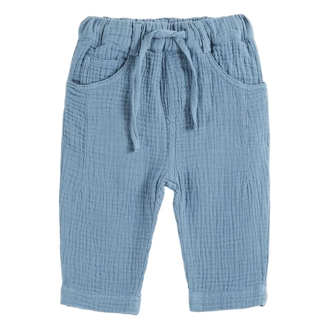 Pantalon Gaze de Coton | Bleu gris