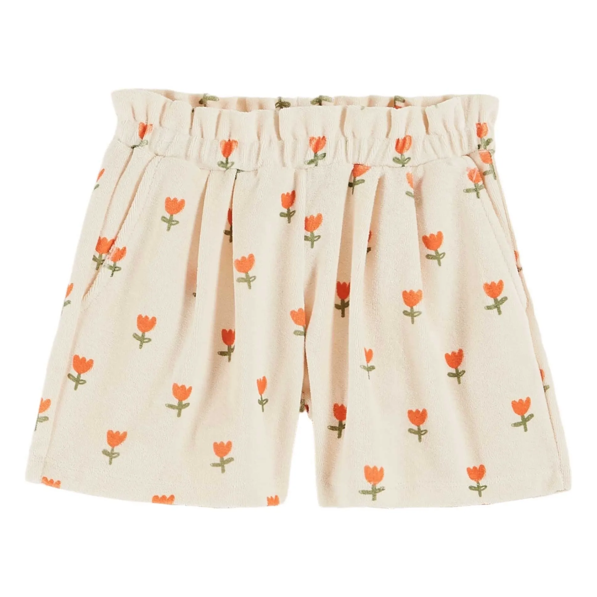 Emile Et Ida Girls Cream Short Grande Tulipe Eponge