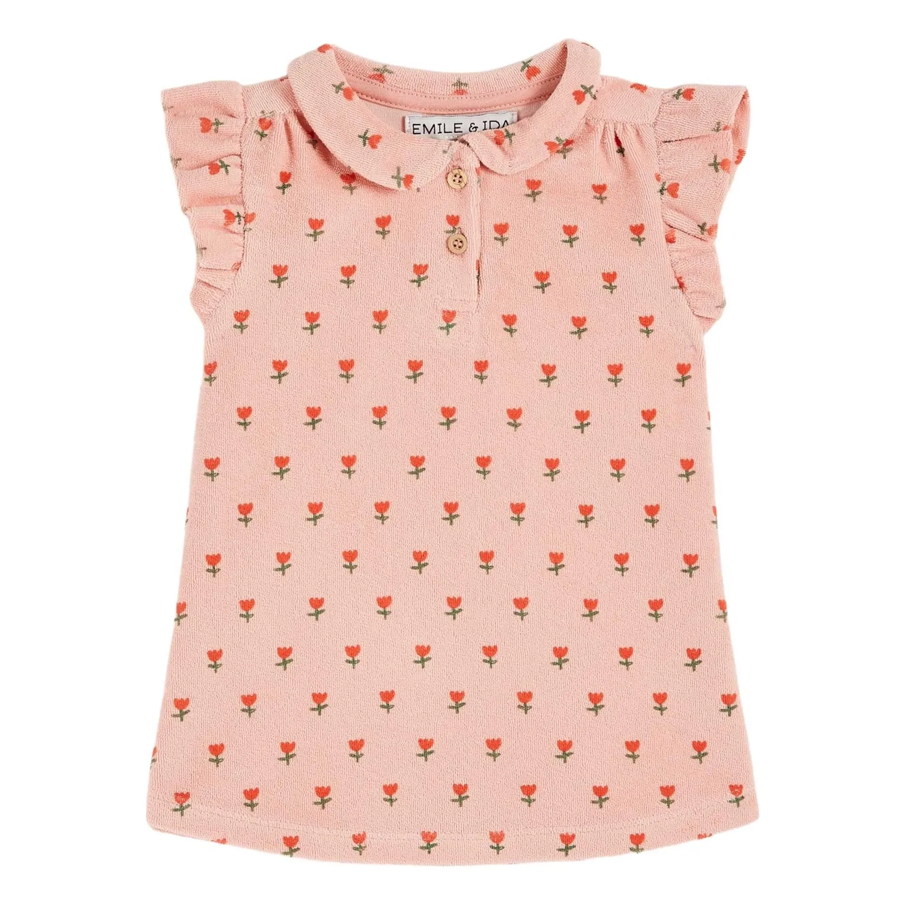 Emile Et Ida Girls Pink Robe Petites Tulipes Eponge