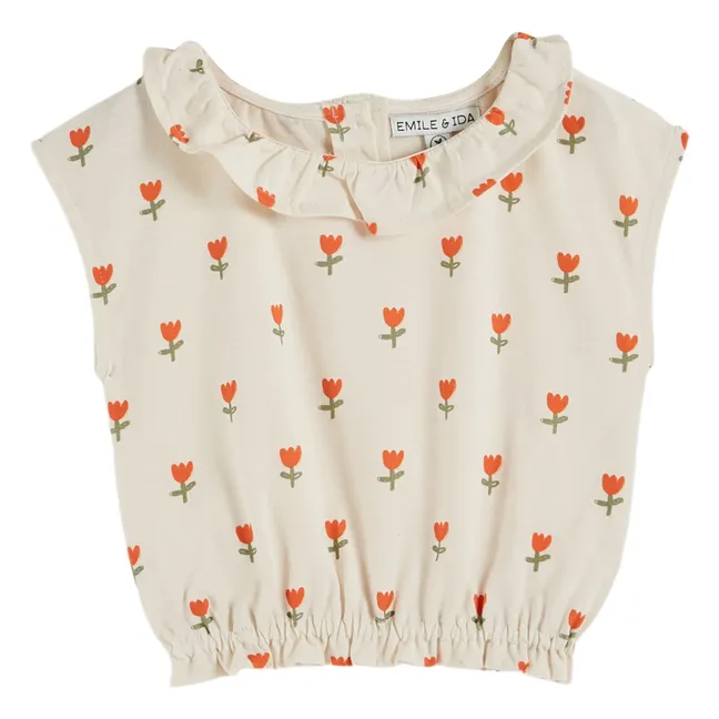 Large Tulip Collar T-Shirt | Cream