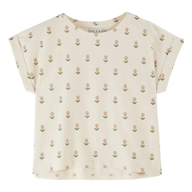 Maglietta in cotone biologico Soft Flowers | Crema