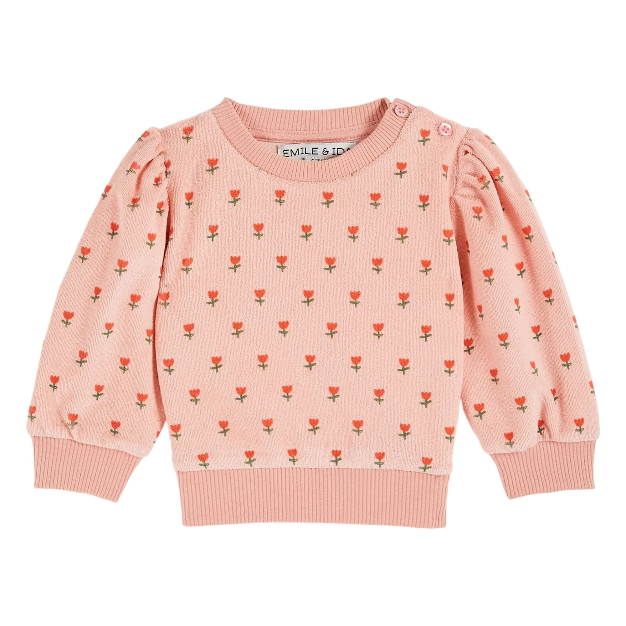 Emile Et Ida Girls Pink Sweat Petite Tulipe Eponge