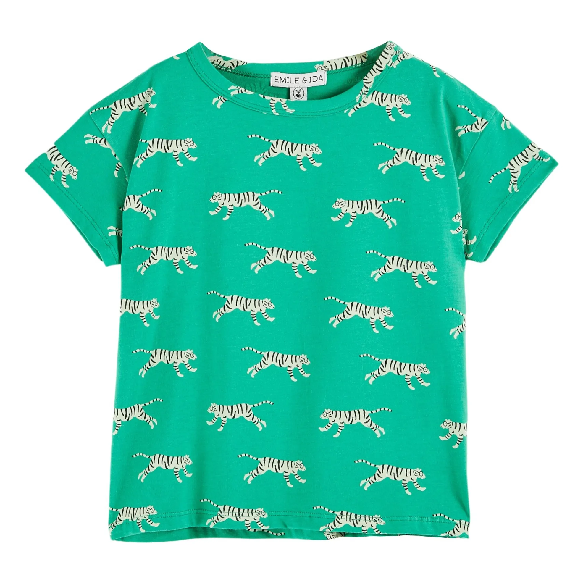 Emile Et Ida Green Organic Cotton Tiger T-Shirt