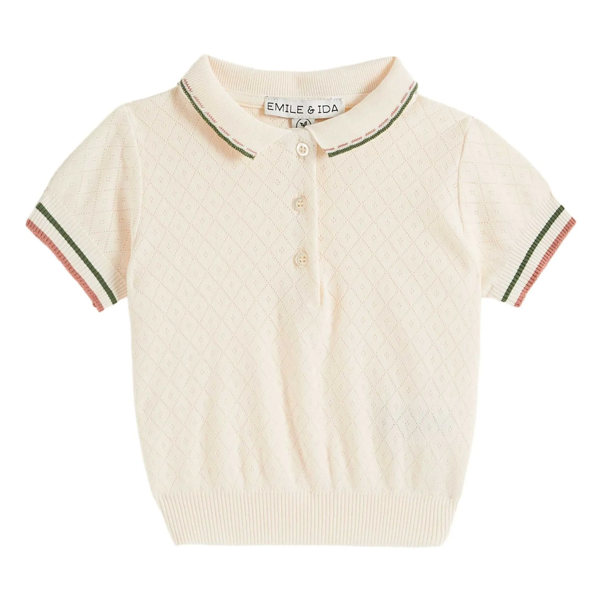 Emile Et Ida Cream Polo Pointelle