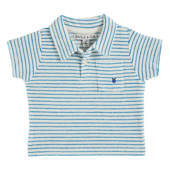 Terry Stripe Polo | Ecru