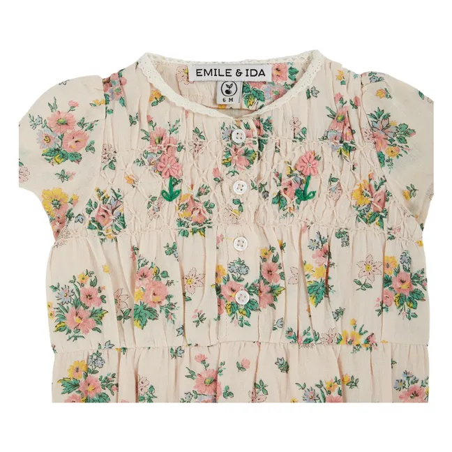 Smocke Spring romper | Peach