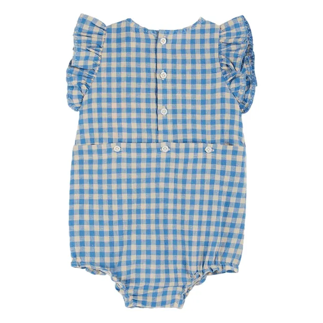 Pelele vichy bordado | Azul