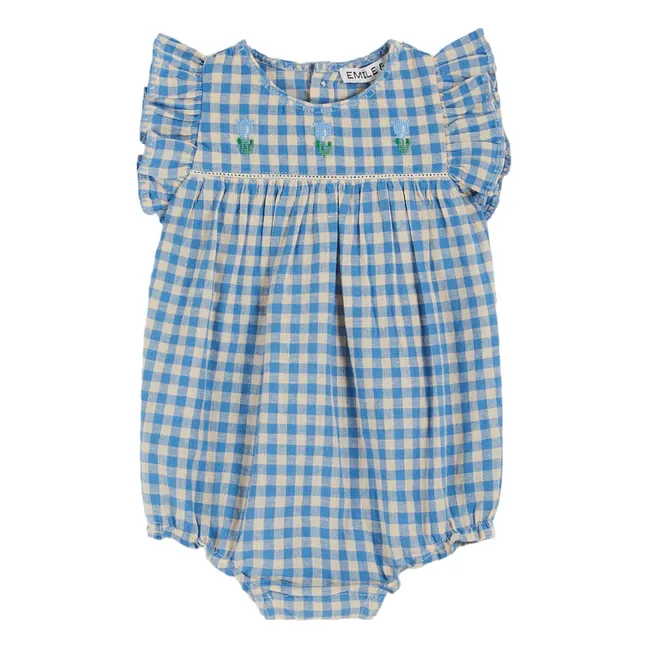 Pelele vichy bordado | Azul