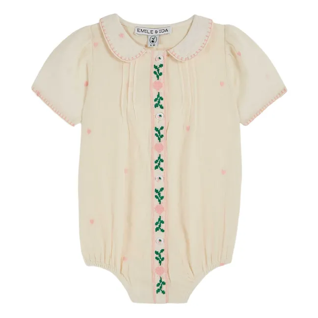 Embroidered romper | Cream