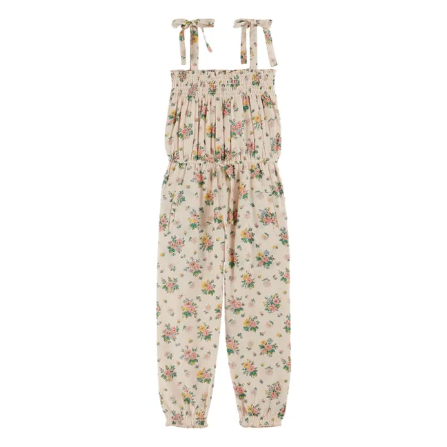 Spring Smocked Jumpsuit | Beige
