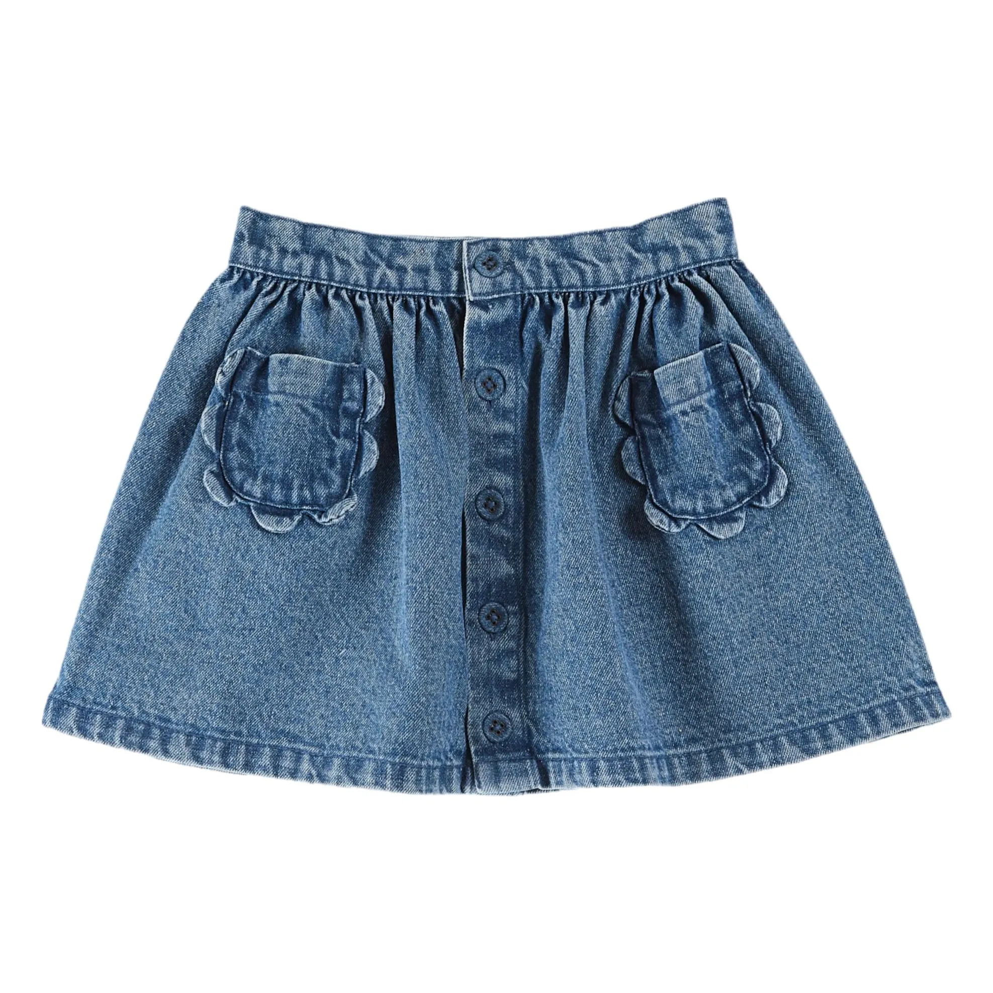 Emile Et Ida Girls Denim Flowers Skirt
