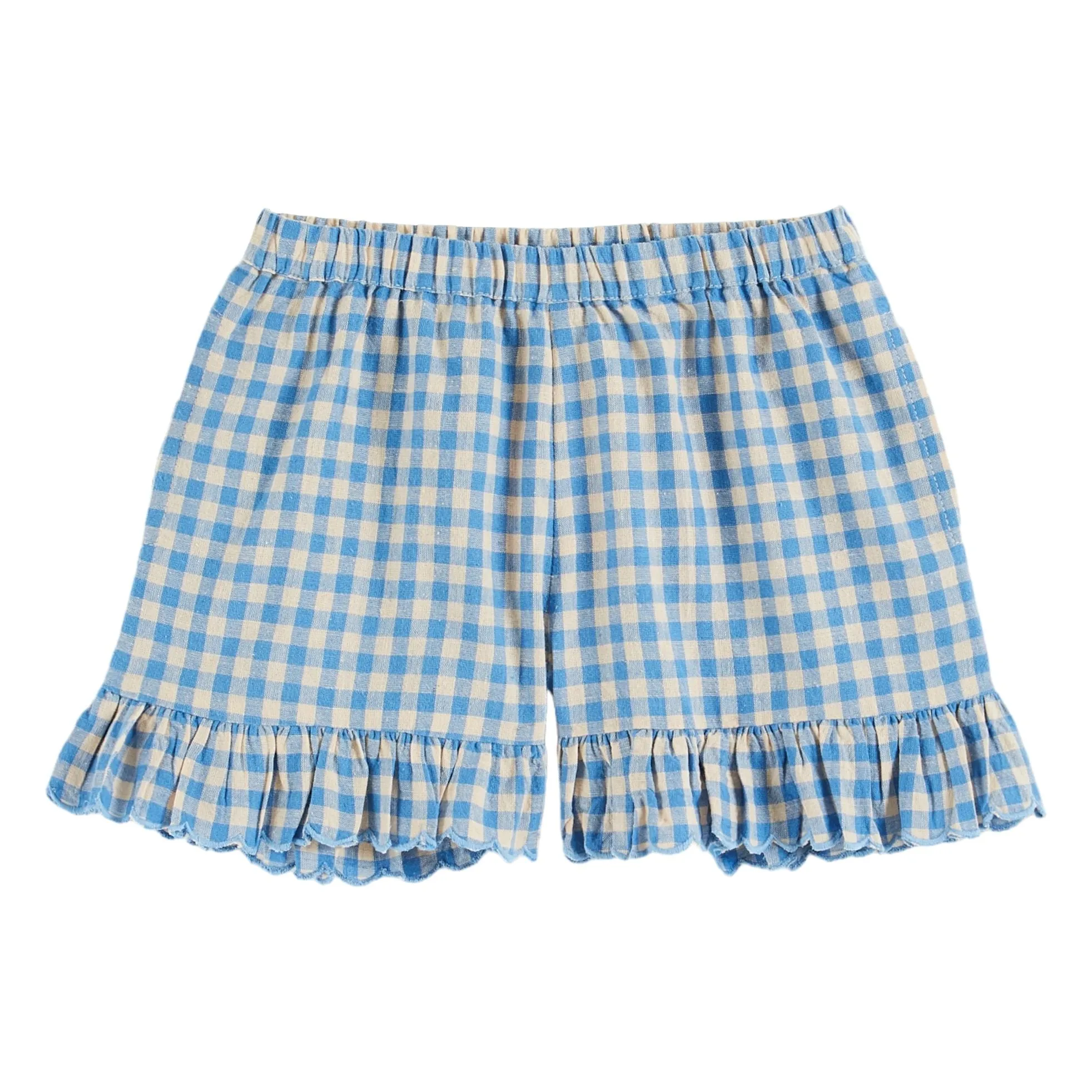 Emile Et Ida Girls Blue Short Vichy Lagon