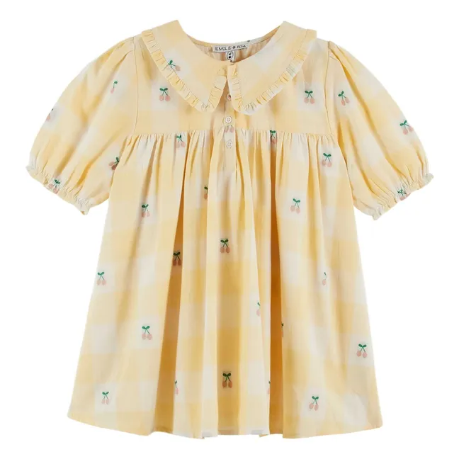 Vestido Cherry Gingham | Amarillo palo